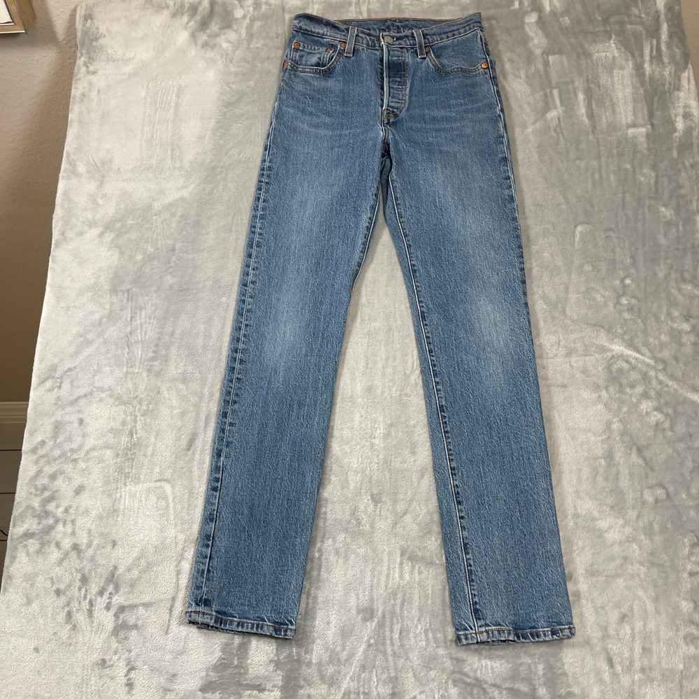 Levis 501 Original Fit Jeans W25 L32 Button Fly Medium Wash Blue Straight Leg